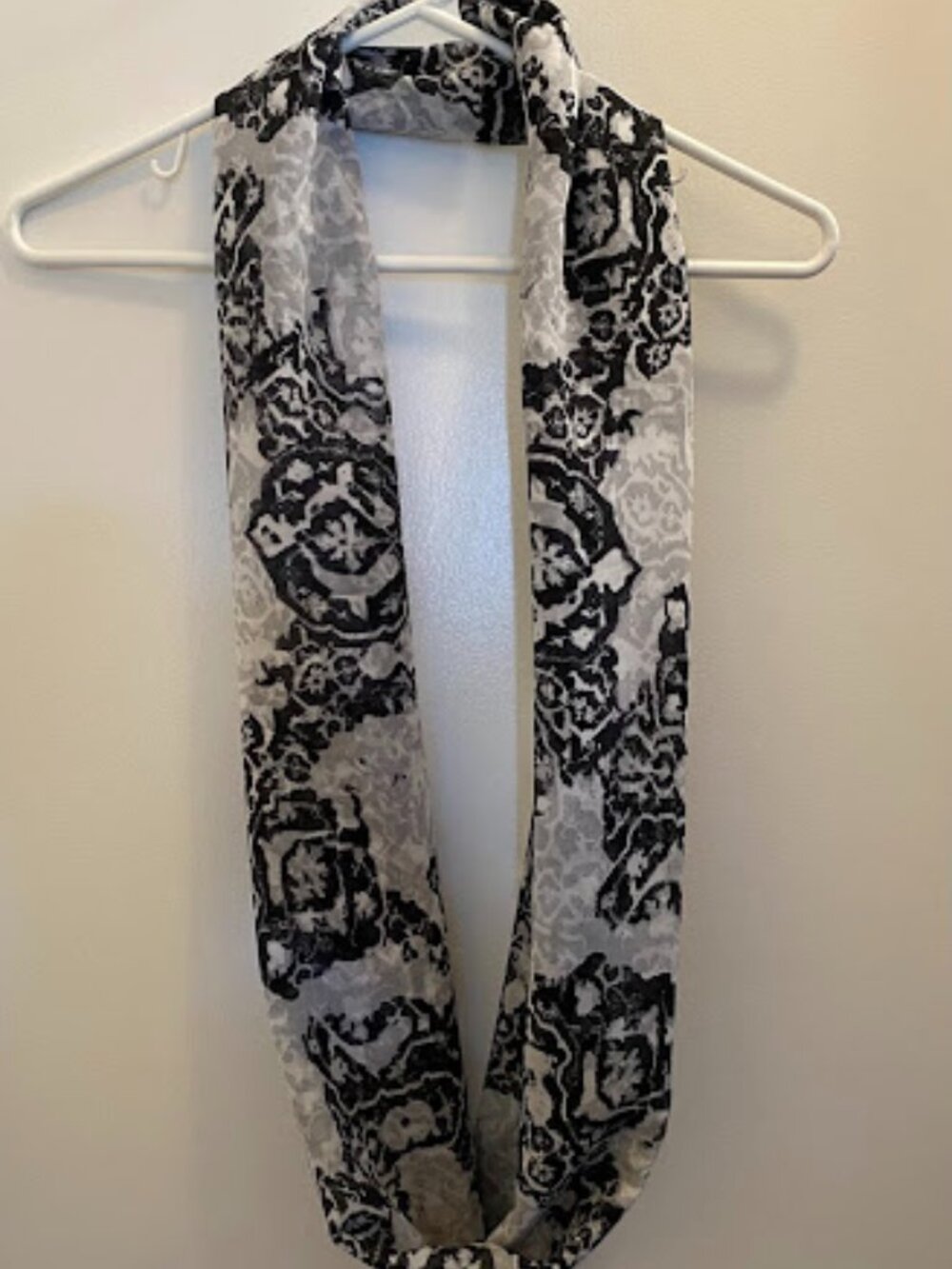 Elegant Black and White Patterned Scarf